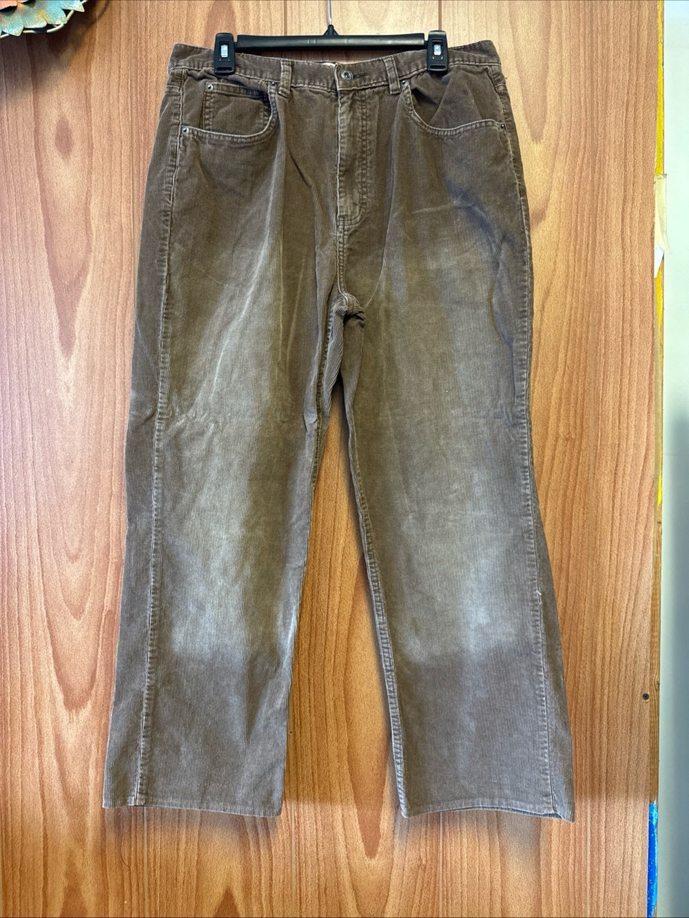 Chaps Denim Chocolate Brown Corduroy Pants 34x32 34W 32L DAMAGED